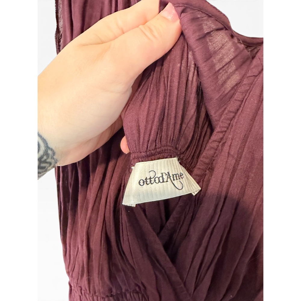 Ottod'Ame Women Plum Purple Cotton Tiered V-Neck Maxi Dress Size 8 Medium - Picture 6 of 10